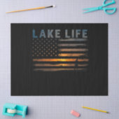 Papier Mousseline Lake Life Fishman Sunset American Flag Bass Fish (Artisanat)