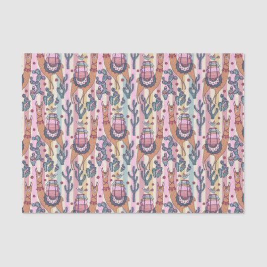 Papier Mousseline Lamas sur le motif de rayures (Recto)