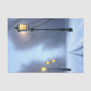 Papier Mousseline Lampes De Rue Fluant En Hiver Pays Des Merveilles