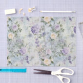 Papier Mousseline Lancement Romantique Fleurs Crème Violettes (Artisanat)