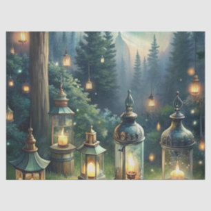 Papier Mousseline Lanterne de la Forêt Enchantée sous la Lumière de 