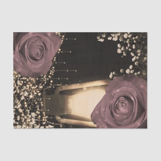 Papier Mousseline Lanterne de lueur rustique Dusty rose Roses (Recto)