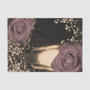 Papier Mousseline Lanterne Rustic Glow Roses Mauve Rose Poussiéreux