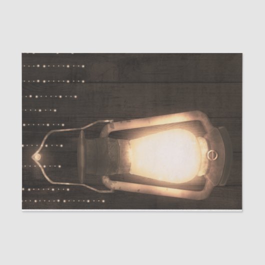 Papier Mousseline Lanterne Rustique & Bois de Grange Marron Mariage (Recto)