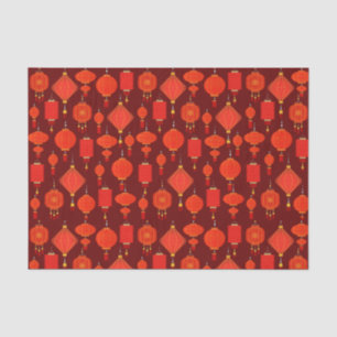 Papier Mousseline lanternes chinoises rouges et or