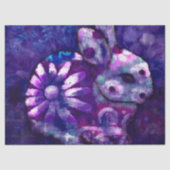 Papier Mousseline Lapin Abstrait Lapin Bleu Violet Floral Découpage (Recto)