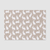 Papier Mousseline Lapin beige et blanc motif Pâques neutre (Recto)
