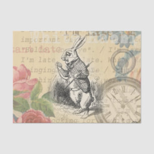 Papier Mousseline Lapin Blanc Aventures d'Alice au Pays des Merveill