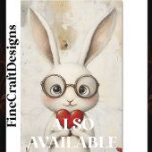 Papier Mousseline Lapin blanc, lunettes et un coeur rouge BY2 Découp