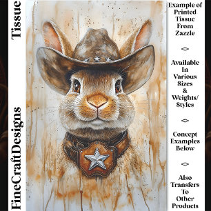 Papier Mousseline Lapin Cowboy Sheriff Bunny dans un chapeau DD5 Déc