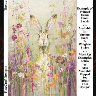 Papier Mousseline Lapin dans prairie de fleurs sauvages Découpage EE