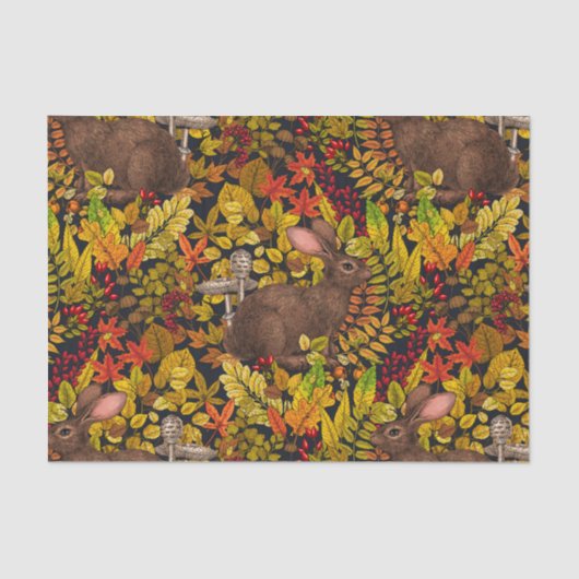 Papier Mousseline Lapin d'automne en noir (Recto)