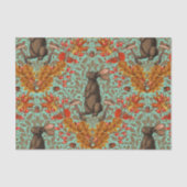 Papier Mousseline Lapin d'automne sur vert clair (Recto)
