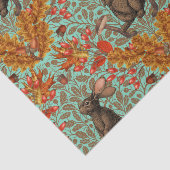 Papier Mousseline Lapin d'automne sur vert clair (Détail)