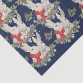 Papier Mousseline Lapin de Noël bleu lapins neige hiver Whimsica (Détail)