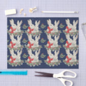 Papier Mousseline Lapin de Noël bleu lapins neige hiver Whimsica (Artisanat)