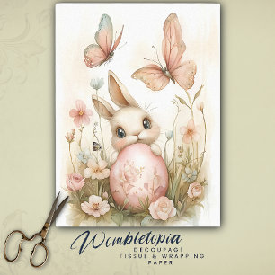 Papier Mousseline Lapin de Pâques avec papillons roses Découpage