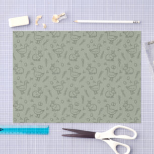 Papier Mousseline Lapin de Pâques Bohème Oie Printemps Sauge Vert
