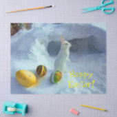 Papier Mousseline Lapin de Pâques dans la neige avec des oeufs (Artisanat)