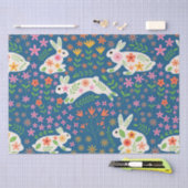 Papier Mousseline Lapin de Pâques lapins avec fleurs Whimsical (Artisanat)