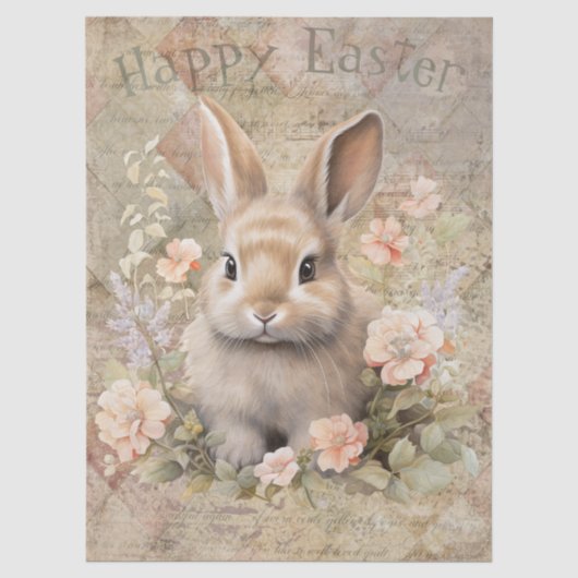 Papier Mousseline Lapin de printemps de Pâques (Recto)