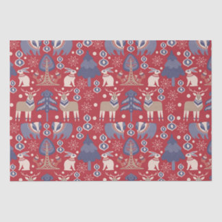 Papier Mousseline Lapin de rennes roux scandinave