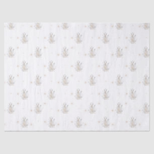 Papier Mousseline Lapin d'hiver avec fleurs d'hiver