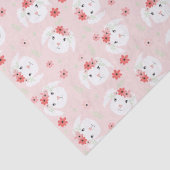 Papier Mousseline Lapin Fleur Couronne rose (Détail)
