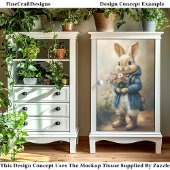 Papier Mousseline Lapin Lapin Habillé, Fleurs CW5L Découpage