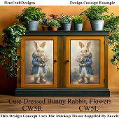 Papier Mousseline Lapin Lapin Habillé, Fleurs CW5L Découpage