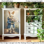 Papier Mousseline Lapin Lapin Habillé, Fleurs CW5R Découpage