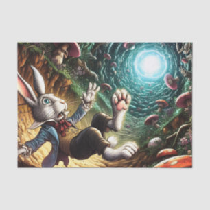 Papier Mousseline Lapin Panique Tombant Dans Le Trou Du Lapin