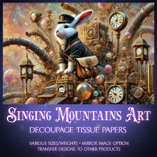 Papier Mousseline Lapin Postal Victorien Steampunk Découpage