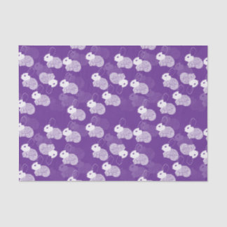 Papier Mousseline Lapines blanches en mousse sur pourpre