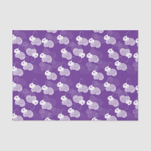 Papier Mousseline Lapines blanches en mousse sur pourpre (Recto)