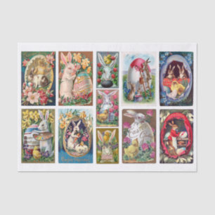 Papier Mousseline Lapins de Pâques Vintages, lapins