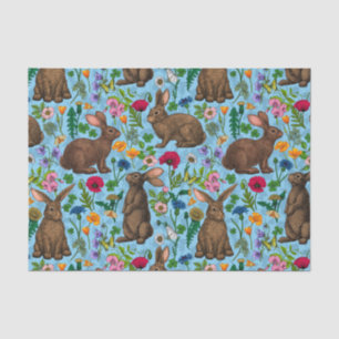 Papier Mousseline Lapins et fleur sauvage