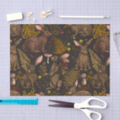 Papier Mousseline Lapins et flore boisée Papier de tissus (Artisanat)