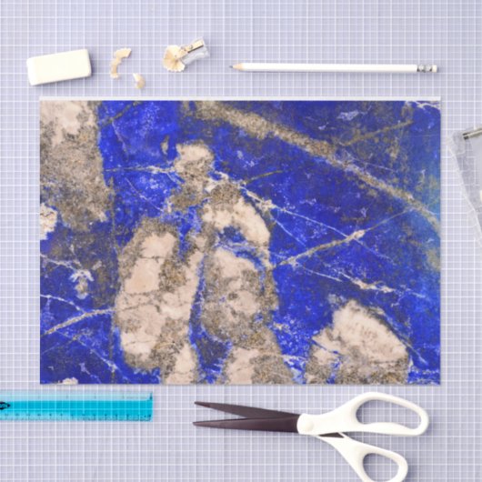 Papier Mousseline Lapis Abstrait Lazuli Granite Bleu (Artisanat)