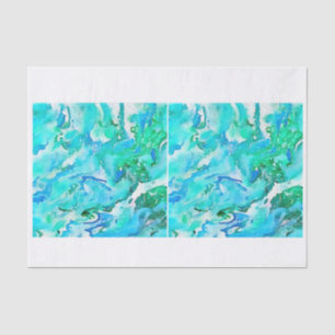 Papier Mousseline L'aquarelle de vagues d'eaux d'océan verdit le