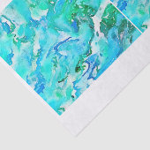 Papier Mousseline L'aquarelle de vagues d'eaux d'océan verdit le (Détail)