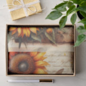 Papier Mousseline Large and Small Sunflowers with Bees and Script (Cadeau)