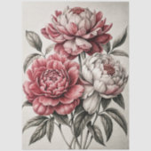 Papier Mousseline Large Elegant Peonies Furniture Decoupage (Recto)