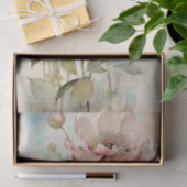 Papier Mousseline Large Slightly Abstract Pale Pink Peony with Blue (Cadeau)