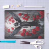 Papier Mousseline Larmes, Divinité et Roses rouges de l'Ange foncé (Artisanat)