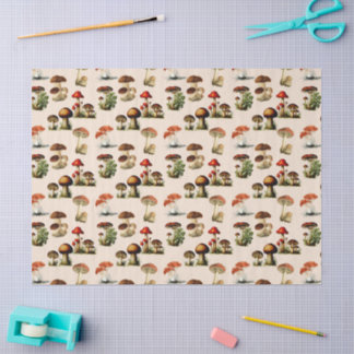 Papier Mousseline L'art des champignons et des champignons vintages