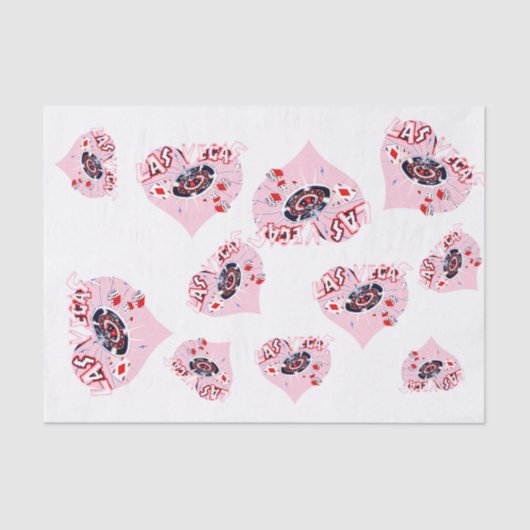Papier Mousseline Las Vegas Coeurs Rose Girly (Recto)