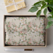 Papier Mousseline Latte Beige Floral Élégant (Cadeau)