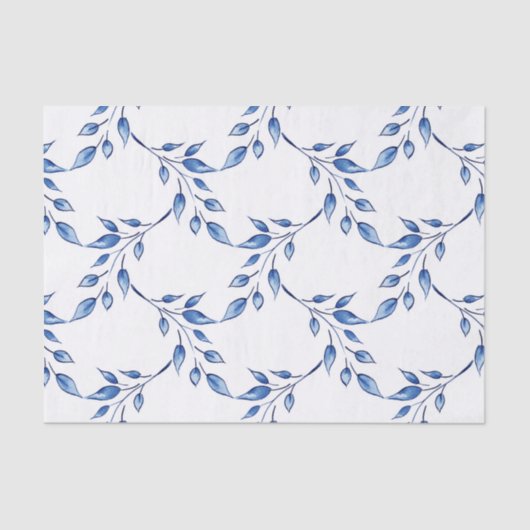 Papier Mousseline Lattice Indigo Leaf (Recto)