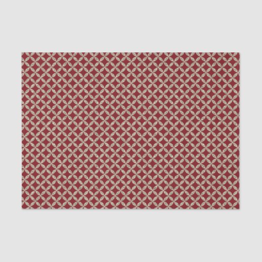 Papier Mousseline Lattice Parties scintillant or sur rouge (Recto)